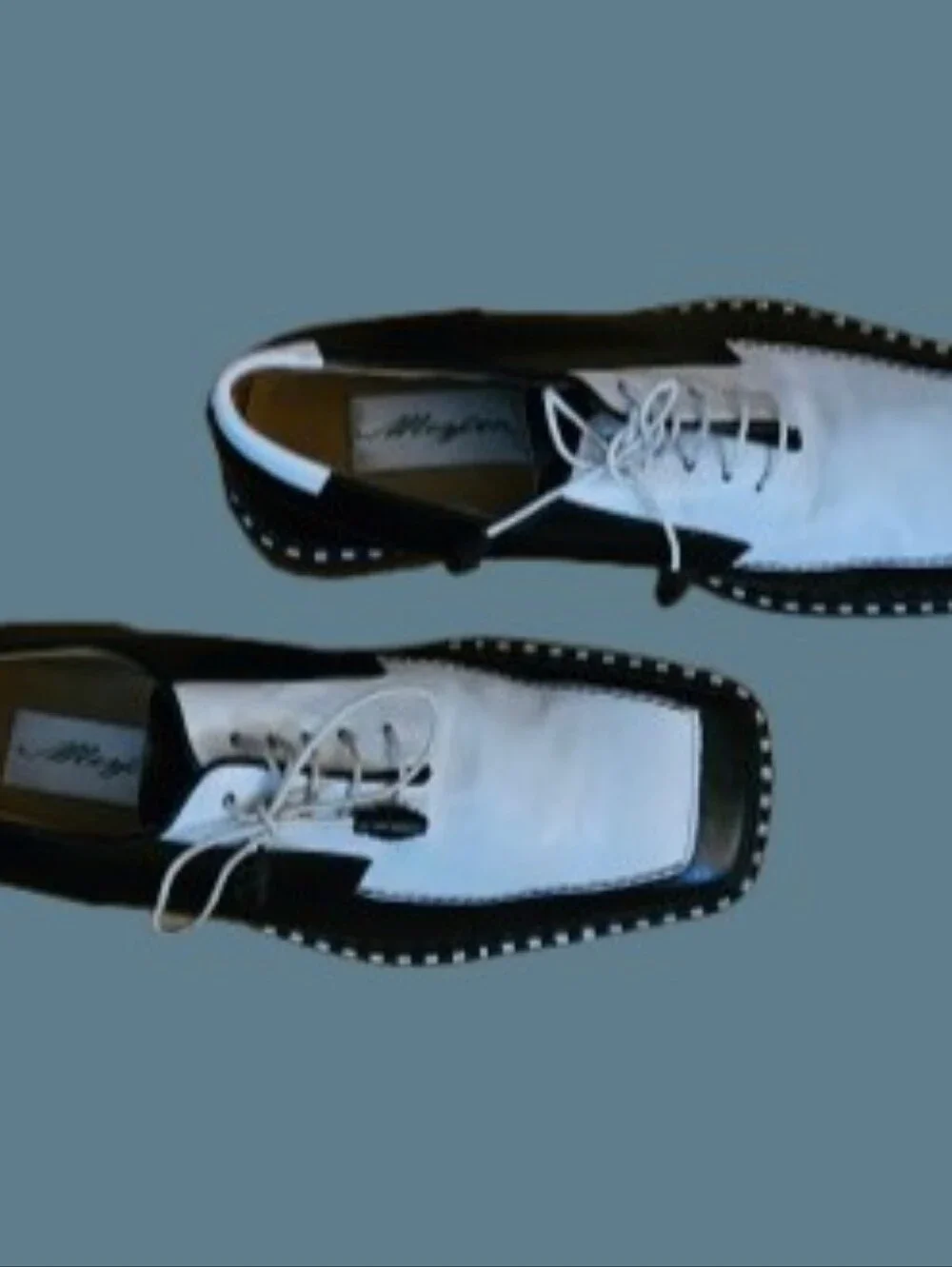 *Mezlan Two Tone Derby Leather Square Toe Dress Shoes